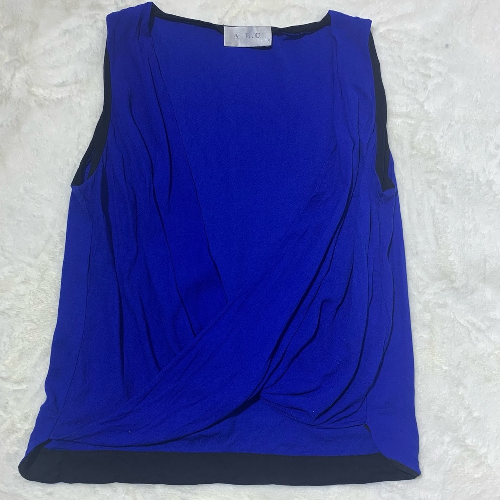 A.L.C. Rowan surplice sleeveless blouse top cami Sz L royal blue